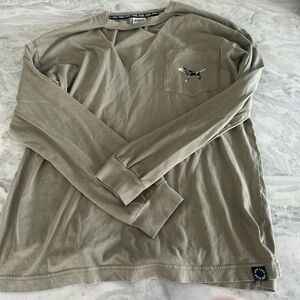 VS PINK Olive Green long sleeve Shirt with Dog floral pattern